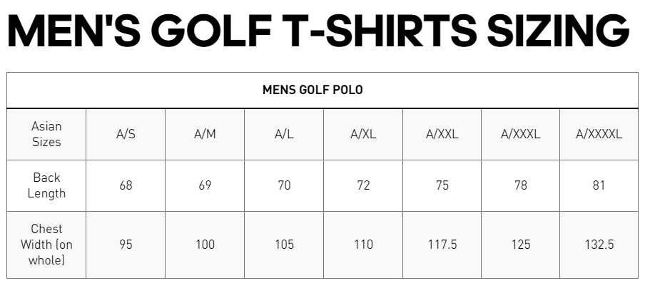 Adidas Golf - Size Chart 