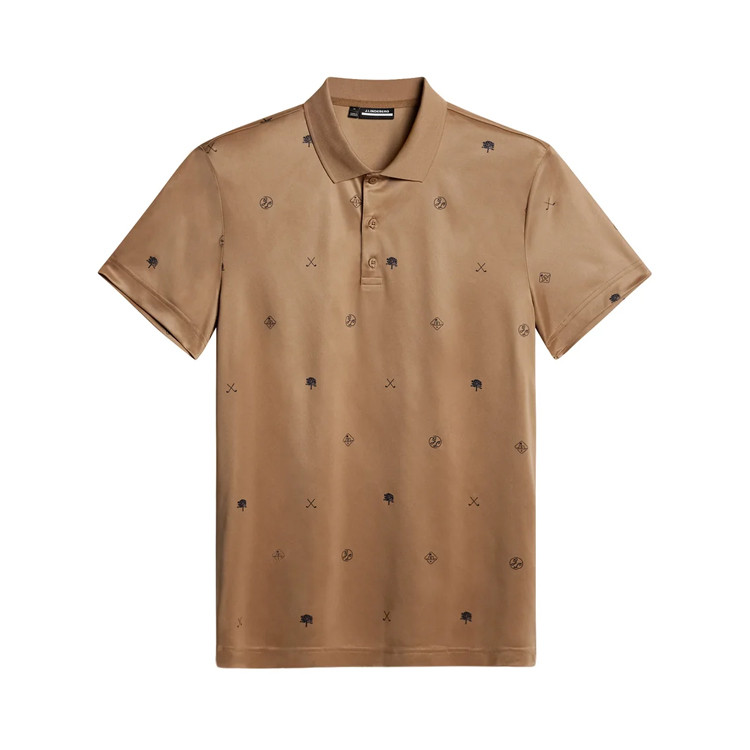 J.Lindeberg Club House Motif Men's Polo (C140 Golf Micro Tigers Eye S)