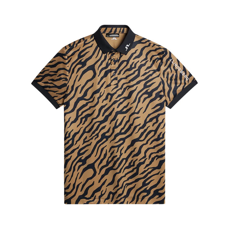 J.Lindeberg Tour Tech Print Men's Polo (E379 Tour Tiger Brown M)