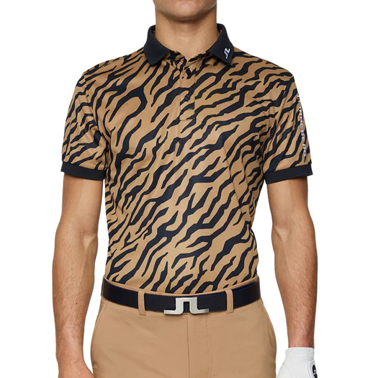 J.Lindeberg Tour Tech Print Men's Polo (E379 Tour Tiger Brown M)